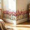 Waterproof Self Adhesive Pink Rose Fence Wall Sticker With Butterfly Pattern For Living Room Bedroom Baseboard Home Decoration