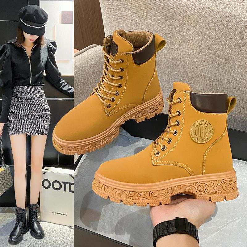 Buy Women's boots 2022 new autumn and winter ins British style retro