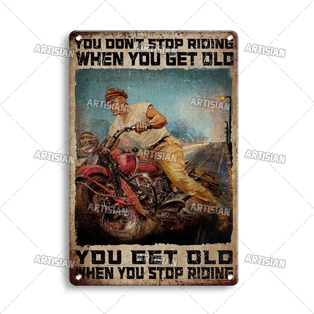 Artisian Motorcycle Metal Poster Motorbike Tin Plaque Racing Riding Decorative Plate Wall Decor Garage Bar Pub Club Hotel Cafe