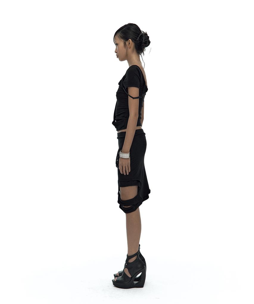 Kasiko Peek-A-Boo Strap Skirt Black
