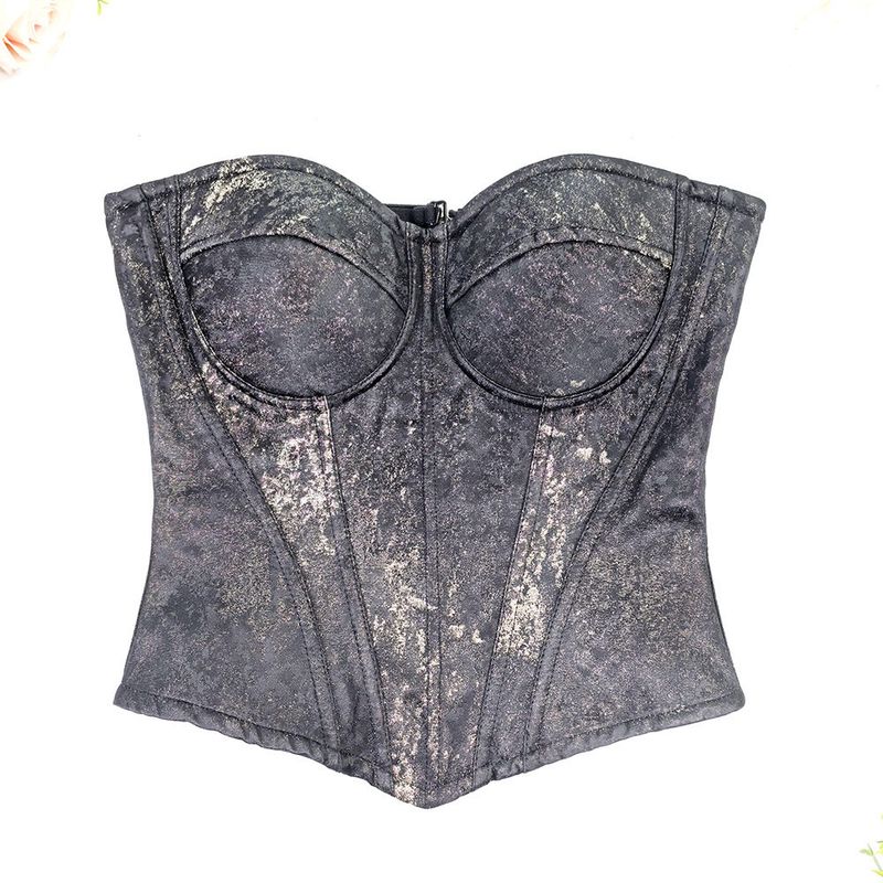 

Shiny Metallic Jacquard Fishbone Shapewear Top with Detachable Wide Shoulder Straps to Gather Side Breasts, Paired with a Mamian Skirt Black Gold / Spaghetti Strap 38Cd [Large Cup]
