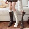 Wei Xue'S Same Socks, Warm Cashmere, Embossed Hollow Knitted Calf Socks, Slimming And Warm Long Tube Piles Of Socks