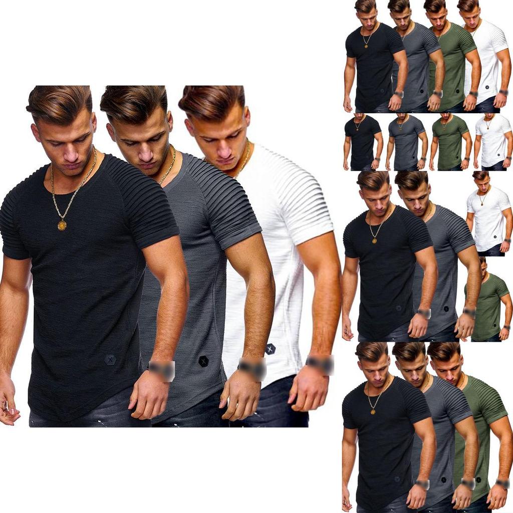 Men's Slim Fit O-neck Short Sleeve Muscle Tee T-shirt In Soft Breathable Fabric
