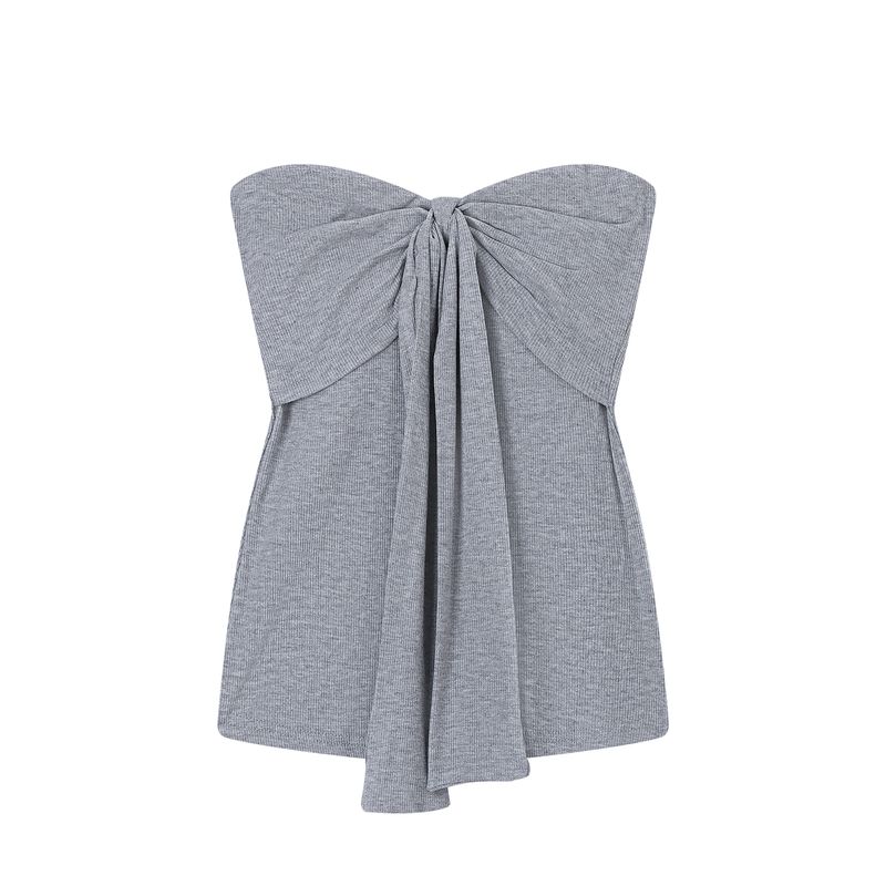 Kumikumi Pure Desire Style Sexy Gray Strapless Vest Women's Black Outwear Autumn High Waist Skirt Three-Piece Set