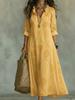 Summer Fashion Floral Lace Cotton Linen Printed Long Dress