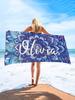 1pc Personalized Text Custom Floral Beach Towel, Ultra-Absorbent Swimming Towel, Comfortable Beach Towel, Fashionable Pool Towel