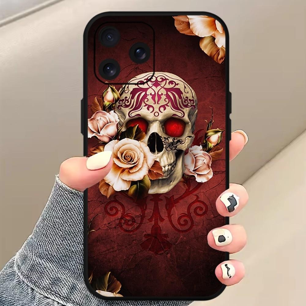Deluxe Skull Dead Flowers Phone Case For Xiaomi 10 12 Poco M3 X3 Nfc Redmi 10 11S Lite Ultra 4G 5G Black Soft Shelll