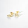 ANDYWEN 925 Sterling Silver Gold Zircon CZ Crystal Leafs Stud Earring Piercing Women Wedding Jewelry Clips Luxury Jewelry