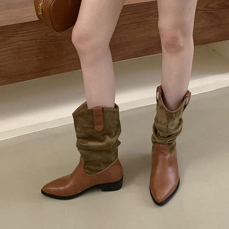 Fashion Footwear Slip On Women Ankle Chelsea Boots With Low Heel Shoes Fashion Pointed Toe Ladies Short Boots Shoes Pumps lady