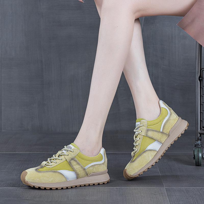 

Осень новая ретро кожаная расцветка толстая подошва женская повседневная спортивная женская мода досуг 40