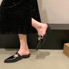 Fashion 2025 NEW Summer Women Mules Genuine  Women Shoes Round Toe Low Heel Shoes Cover Toe Slingback Sandals Modern Slippers