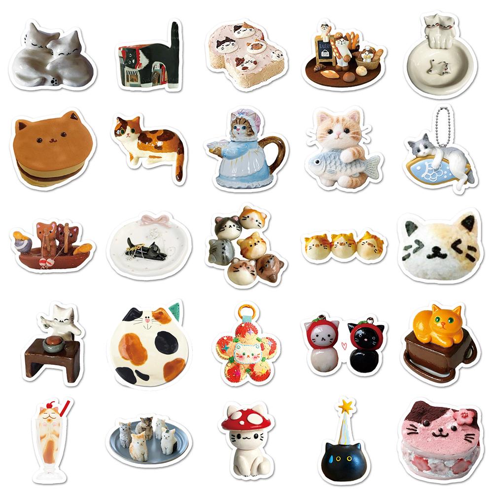 10 30 50Pcs Cute Cats Meme Cartoon Graffiti Stickers Waterproof Diy Laptop Scrapbook Laptop Waterproof Ins Style Animal Sticker