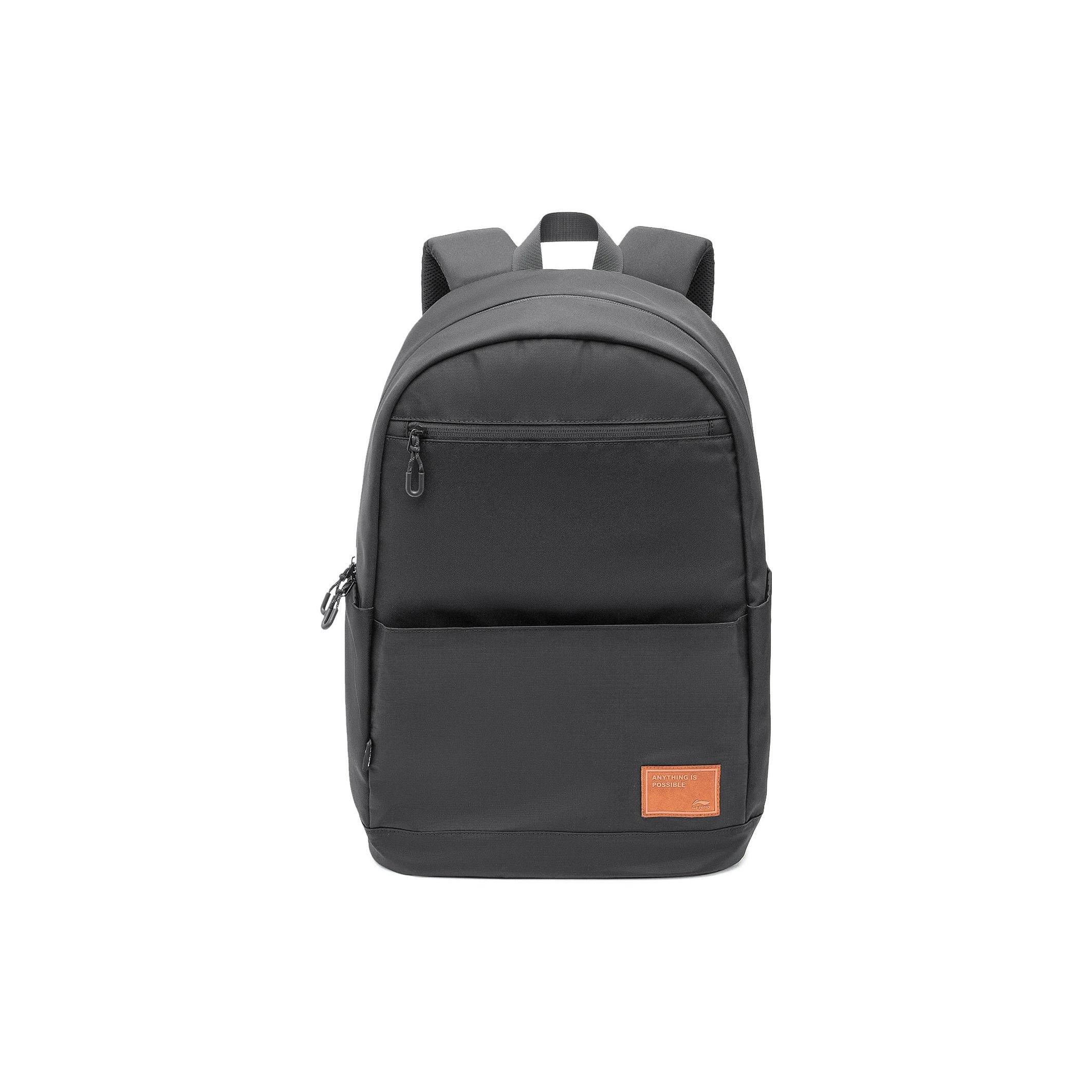 Li Ning Sports Lifestyle Series Casual Sports Zipper Backpack Unisex Backpack Black ABST061-1 Black
