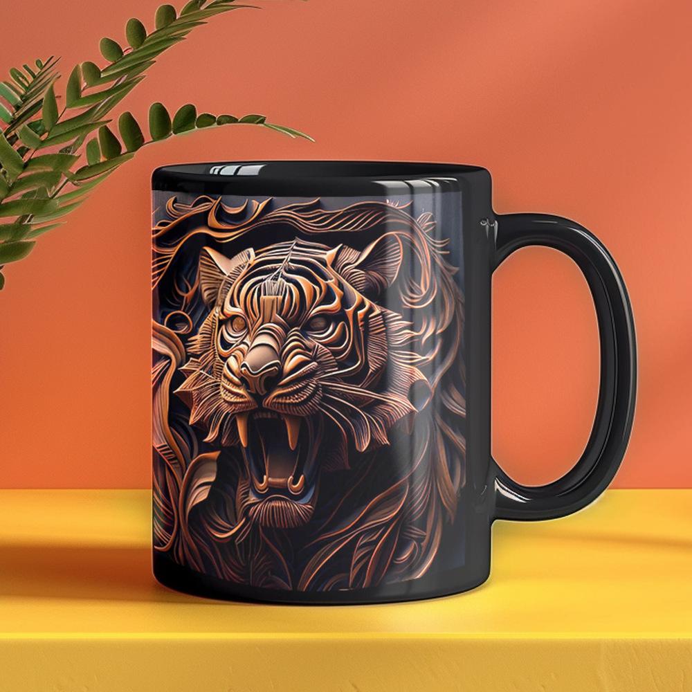 Tiger Lion Ceramic Coffee Cup 3D Milk Tea Water Cups Creative Breakfast Mug Household Drinkware Birthday Gift