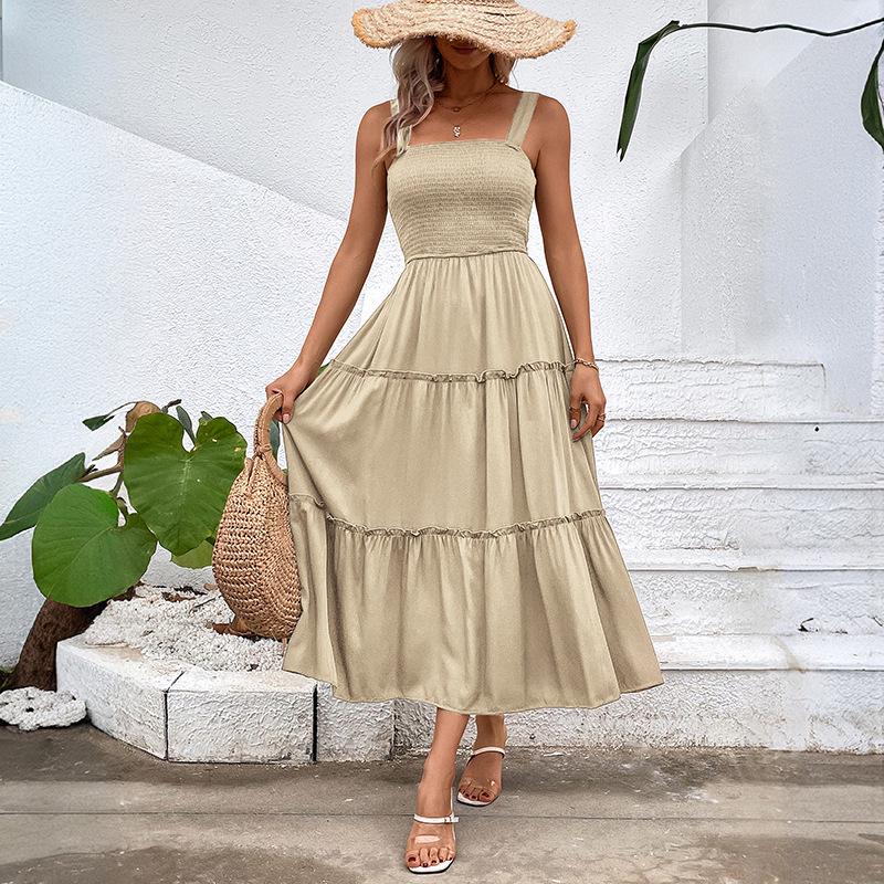 2025 Sommer Mehrfarbig Damen Schulterfreies Elastisches Camisole-Kleid