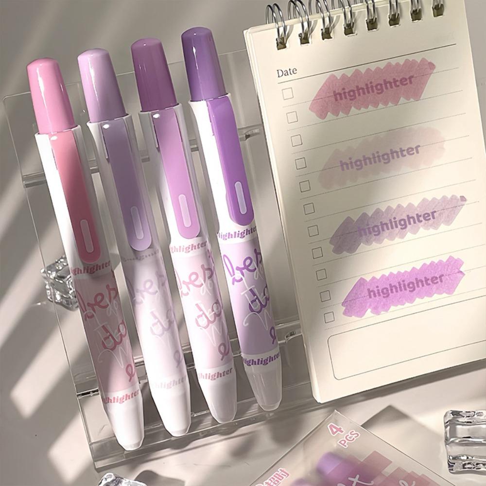

4pcs Chisel Tip Highlighter Gradient Color Marker Pen Aesthetic Highlighter Pen DIY Journaling розовый