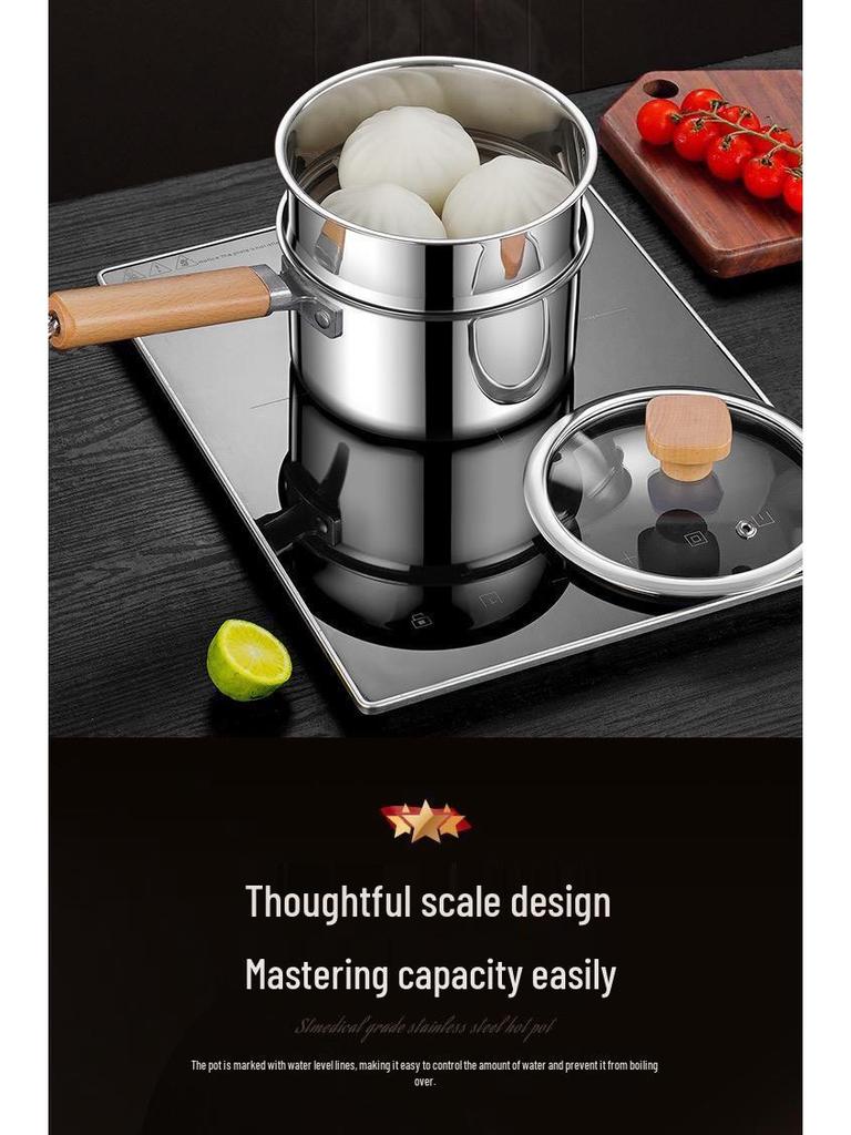 316 Stainless Steel Non-Stick Baby Food Pot with Steamer – Extra Thick All-in-One Cooking & Noodle Pot
