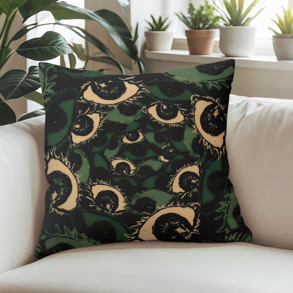 Olive Eye Square Jacquard Pillow Cover for Sofa Office Waist Cushion Cover Home Decorative Pillowcase