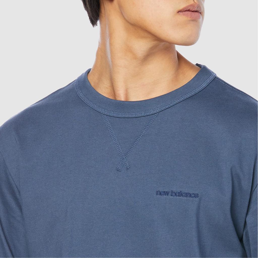 New Balance T Shirts Unisex Blue Crew Neck Moderate Straight Fit AMT23566-VTI