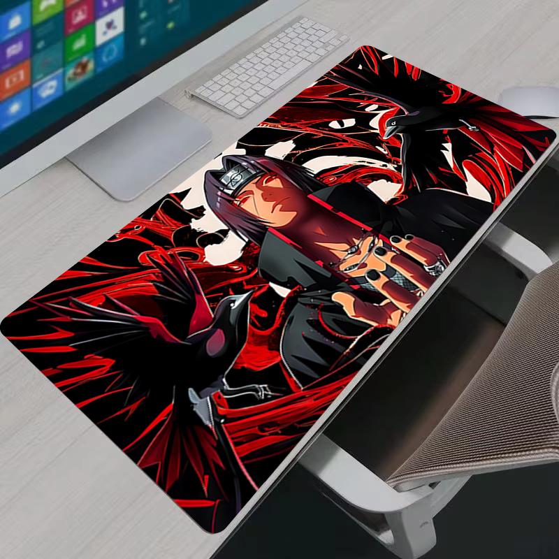 Mouse Pad Anime Gamer Larger XXL N-Naruto Uchiha Itachi Sasuke Computer Keyboard Desk Mat Pc Gaming Accessories Black Mousepad