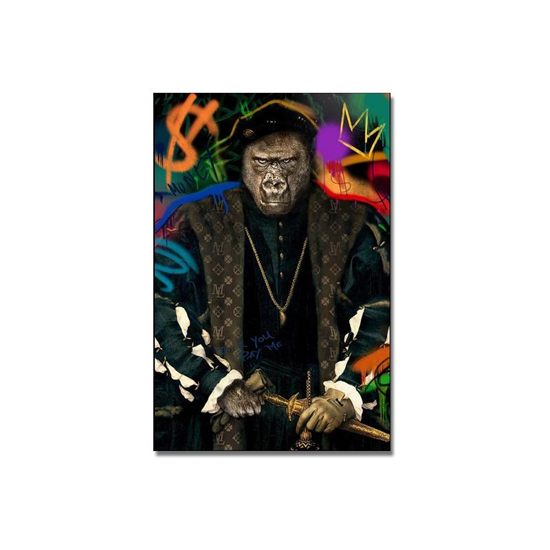 

Креативная граффити фигурка орангутанга, картина на холсте, печать, настенные художественные постеры для гостиной, домашний декор, фотографии, фреска без рамы 21*30cm