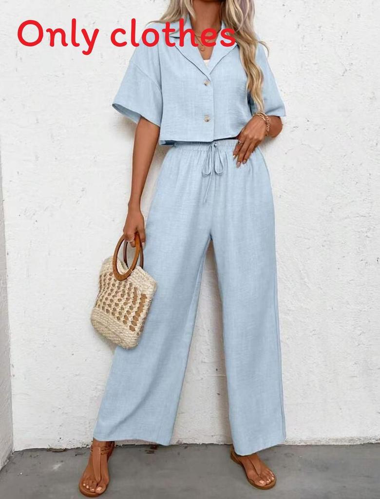 Elegant Plain Color Twopiece Suit With Splicing Design For Women Casual Office Wear