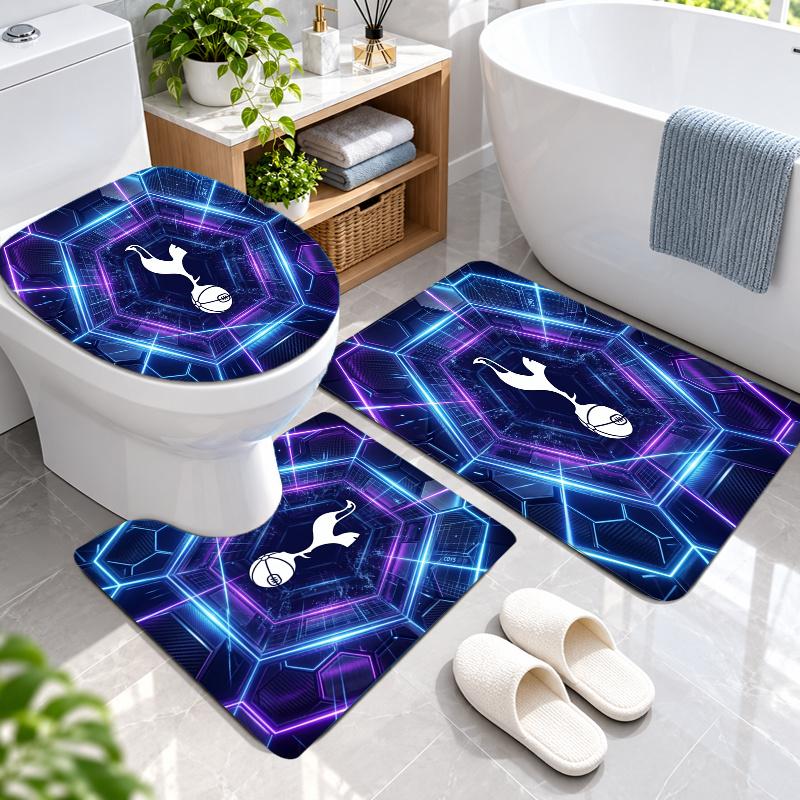 3Pcs Flannel Toilet Mat Set Tottenham Hotspur Bathroom Rug Bath Carpet Non Slip Home Decor