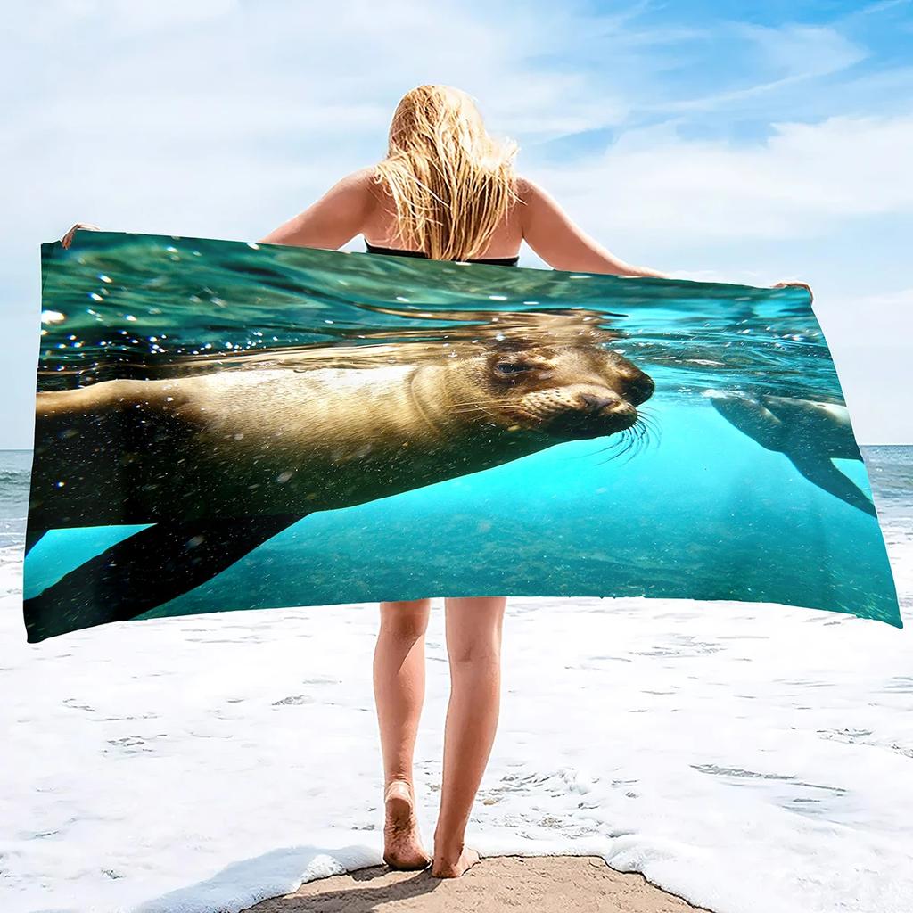 Asciugamano da Spiaggia Leone Marino Asciugamano da Bagno Asciugamano Morbido per Piscina Sottile e Asciugatura Rapida Asciugamano Senza Sabbia, Asciugamani per Piscina Nuoto Bagno Viaggio