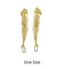 Punk Gothic Fish Bone Pearl Earrings Fishbone Shaped Drop Earrings Exaggerated Eardrop  Women