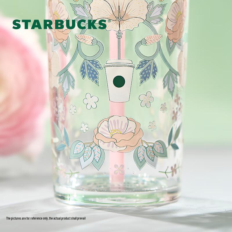 Starbucks Spring Blossom Glass Tumbler with Straw, 532ml