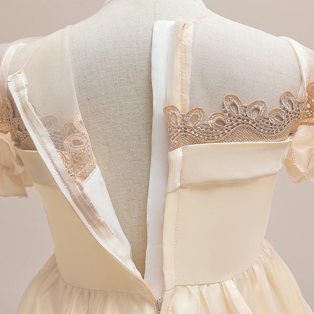 New Princess Satin Train Evening Gown for Girls - Perfect for Little Host or Piano Performance