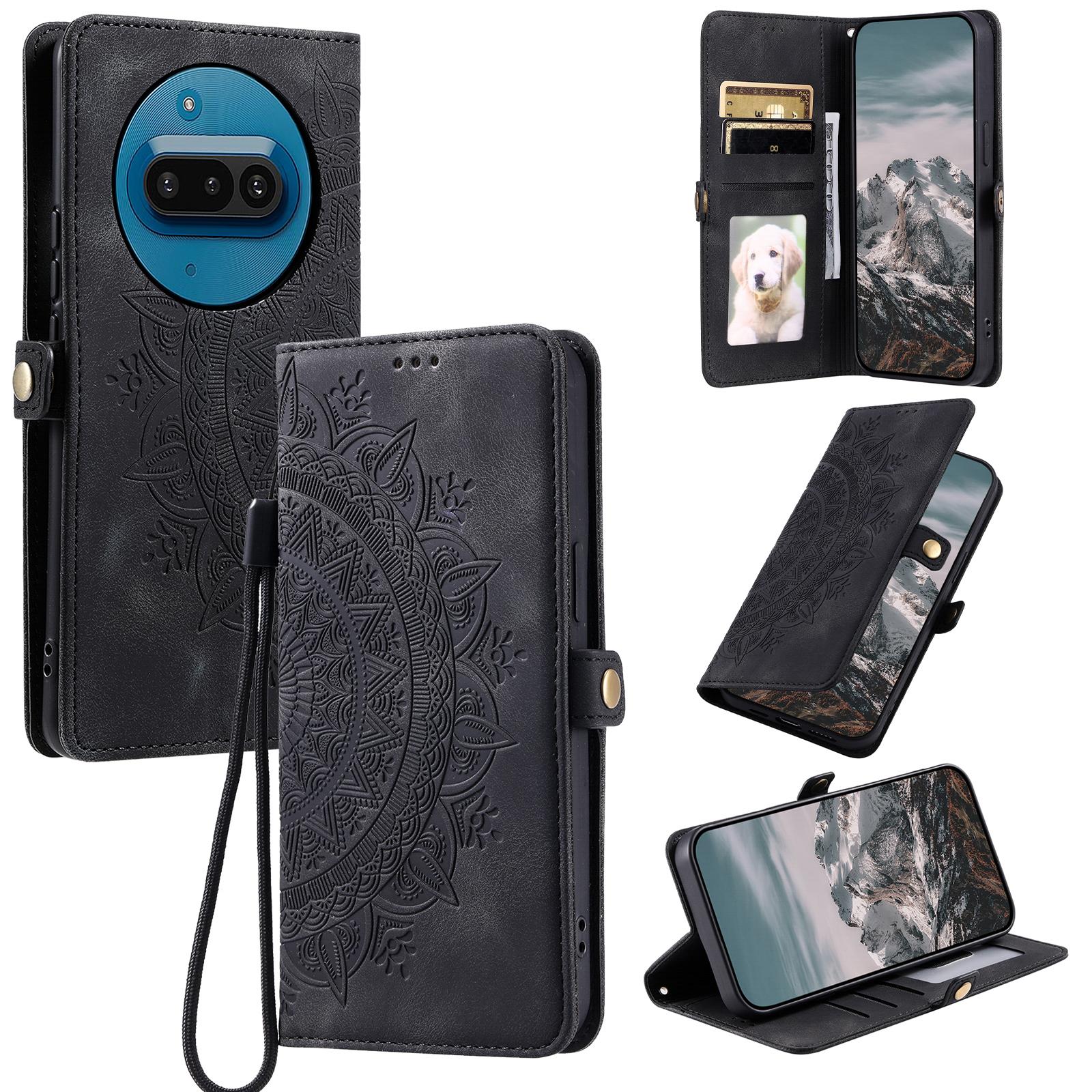 

Style 016 For Nothing Phone (3a) Case Skin Feel Totem Imprinted Wallet Leather Phone Cover Black