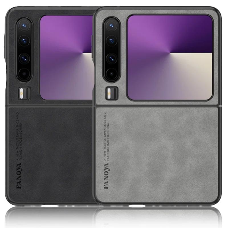 Pro Huawei Pura X Luxusní pouzdro z ovčí kůže na skládací telefon pro Huawei Pura X VDE-AL00 Ochranný nárazuvzdorný silikonový okrajový nárazník