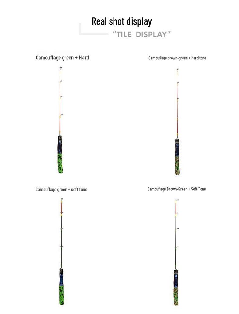 2-Section Dual-Flex Winter Fishing Rod - Solid Carbon, Soft/Hard Flexibility, Perfect for Ice and Shrimp Fishing
