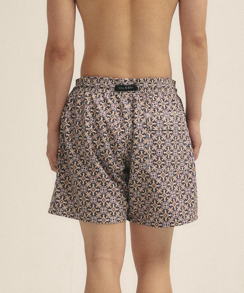 Billalei Classic Tile Pattern Men'S Swim Shorts - Vintage Navy