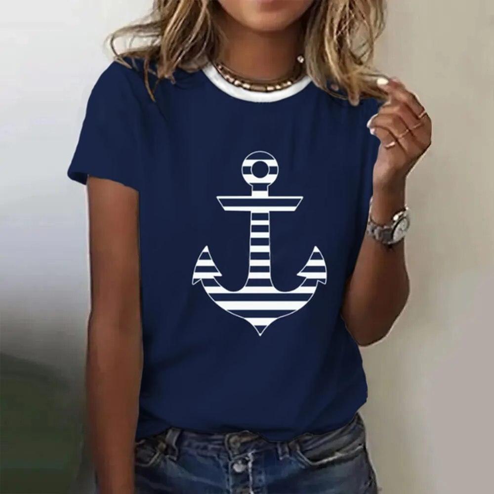 Summer Boat Anchor 3D Print Women's T-Shirts Women Casual Short Sleeve T Shirt Fashion O-Neck Tees Harajuku Tops Female Clothing