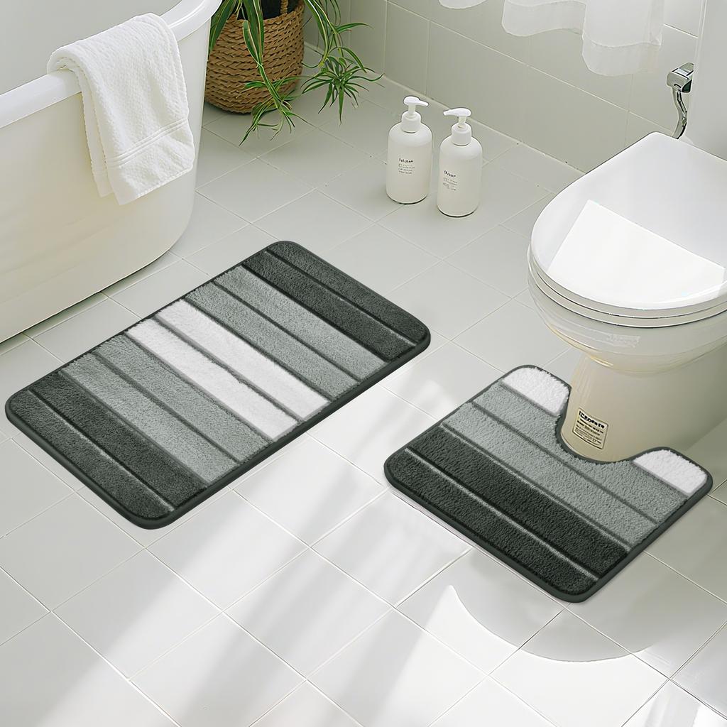 Bath Mat Set 40x60cm and 50x80cm Extra Soft Absorbent Microfiber Non-Slip Washable Rugs for Shower Floor Bathmat Bathroom Decor