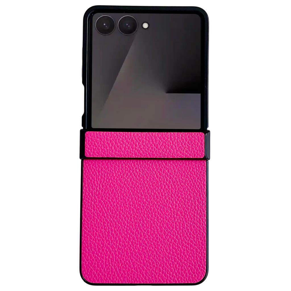 For Samsung Galaxy Z Flip7 5G Case Hinge Protection Litchi Texture Leather + PC Phone Cover