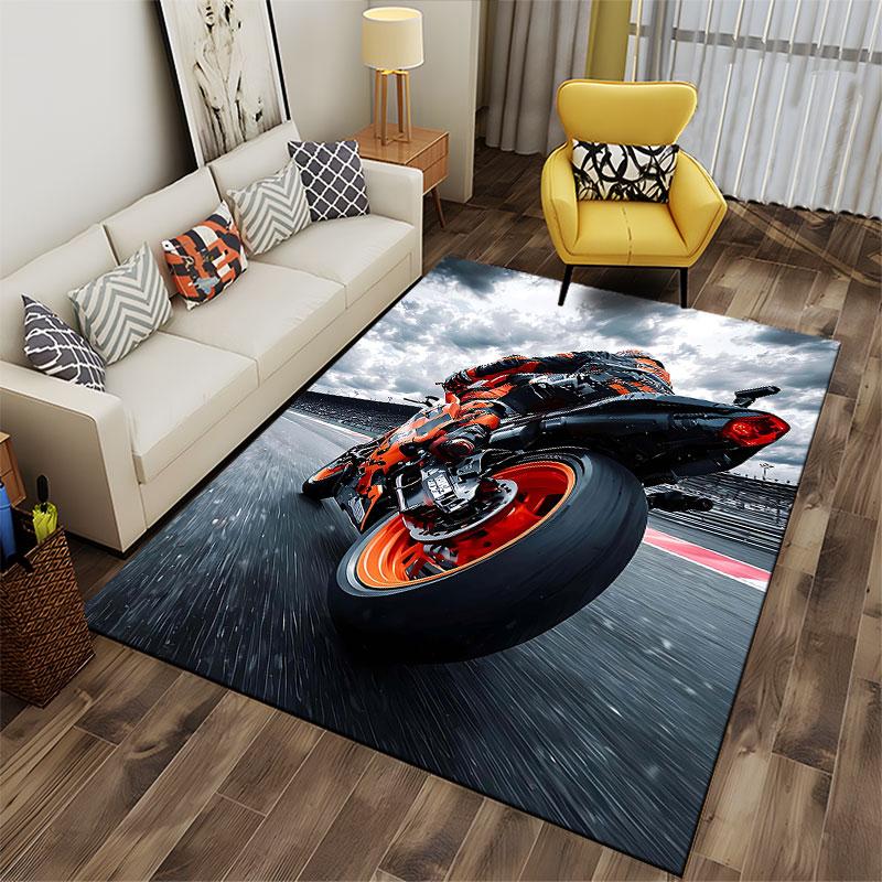 Racing Motorcycle Track Design suitable as a non-slip mat for the living room or bedroom sofa