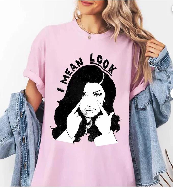 

Cardi B I Mean Look viral Meme Funny shirt, Cardi B Little Miss Drama Tour 2026 L