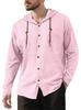 Men's 100% Cotton Hooded Drawstring Shirt, Solid Color Loose Fit Long Sleeve Casual Beach Overshirt for Men