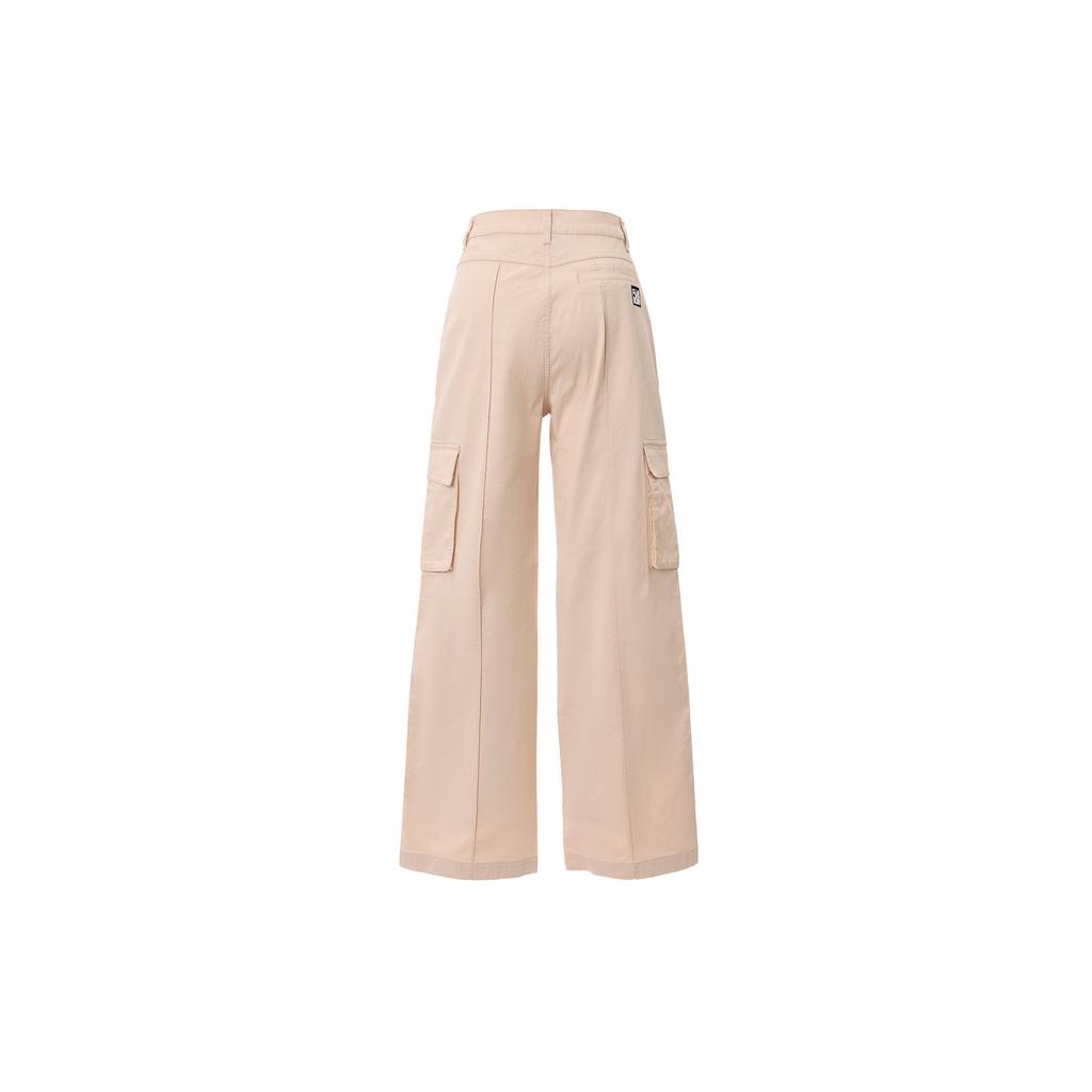 FILA Fusion Workwear Solid Color Mid-Rise Straight-Leg Loose Cargo Outdoor Casual Pants Women pants Champagne-Pink T11W423801FPK