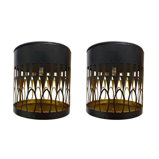 Decorative Solar Lights Metal Hollow Pattern Outdoor Step Wall Lights Weather-Resistant Landscape Lamp Waterproof Fence Lights for Garden Post Patio