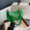 Chic Small Pu Leather Women's Chain Shoulder Bag With Zipper Closure For Everyday Style