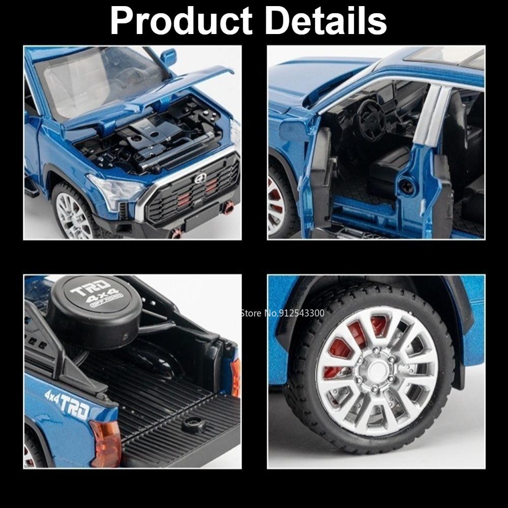 1:32 Scale Tundra MAMMOTH Pickup Model Toy Car Pull Back Sound Light Off-road Vehicle Metal Diecast Models Boys Collection