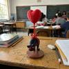 Cartoon 3D Printed Heart Ornament Romantic Black Cat Desktop Decoration  Living Room Tabletop