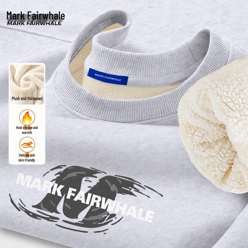 Mark Fairwhale Men's Heavyweight Fleece-Lined Crew Neck Sweatshirt with Logo Print