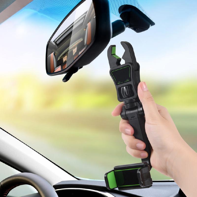 Universal Car Phone Holder: Rearview Mirror & Headrest Mount