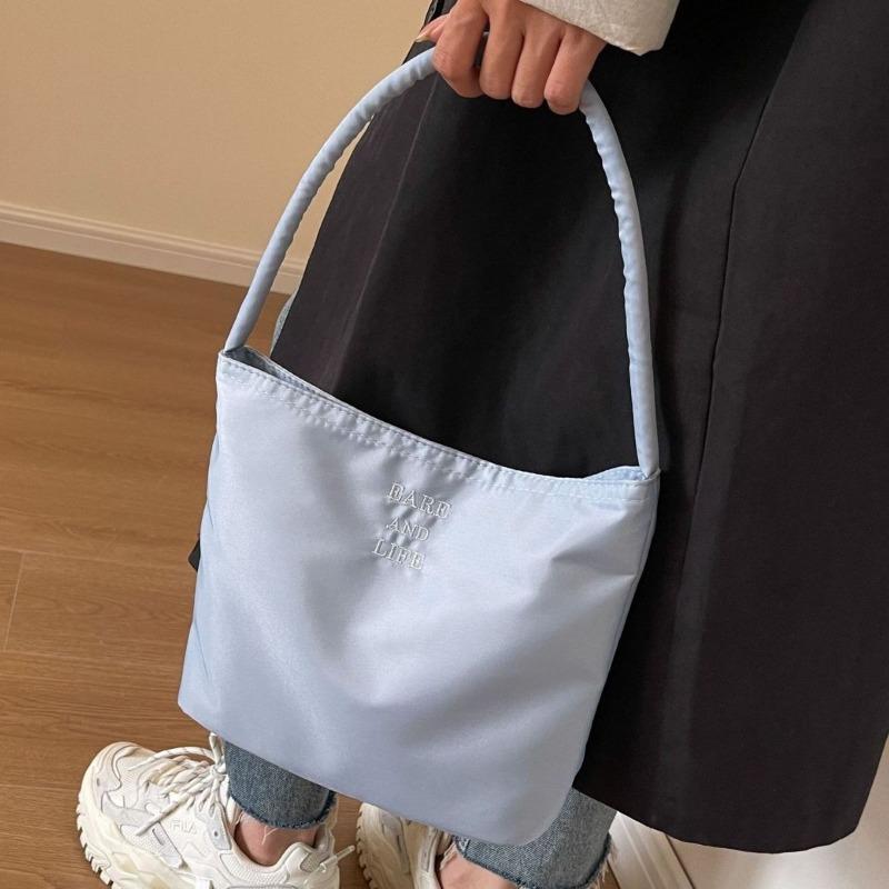 Women's Bag Handbag Summer New Embroidered Armpit Bag Versatile Commuter Shoulder Bucket Bag Nylon Bag