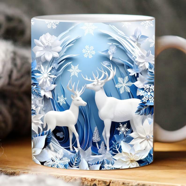 

3D Керамическая кружка-маркер для кофе с оленем, чашка для чая, Счастливого Нового года, Рождественский олень 301-400ml